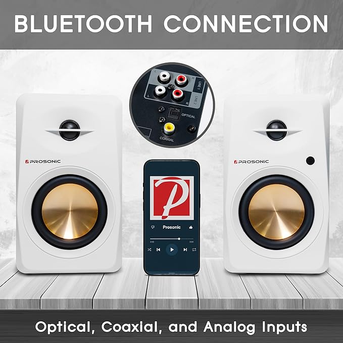 Active Bluetooth Bookshelf Speaker Studio Monitor Home Theater, Optical Input - Image 4