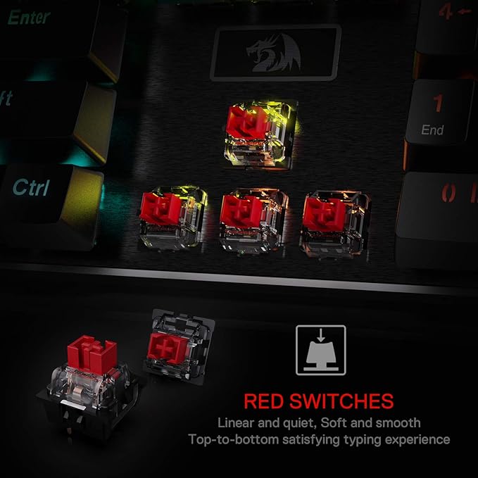 Redragon K556 RGB LED Backlit Wired Mechanical Gaming Keyboard, 104 Keys - Image 6