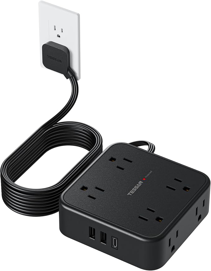 Power Strip Surge Protector 10 Ft Cord, TESSAN 8 AC Outlets 3 USB Charger by TESSAN