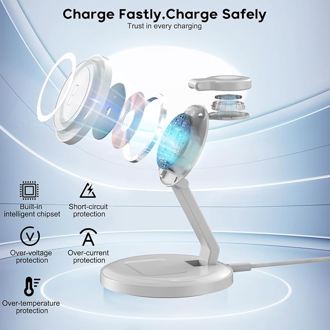 Charging Station for Apple Magnetic Wireless iPhone Mag-Safe Charger, 15W 3in1 - Image 5