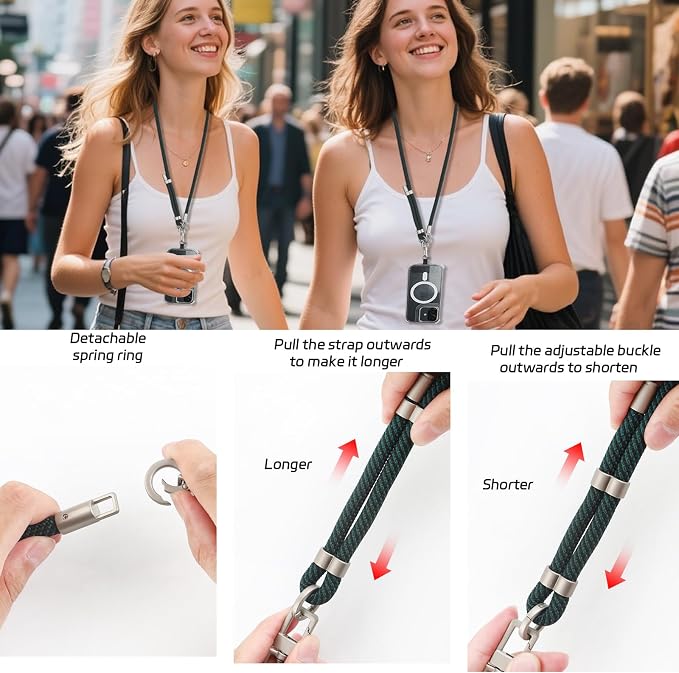 3-in-1 Adjustable Phone Lanyard Crossbody Cell Phone Neck Strap Universal - Image 6