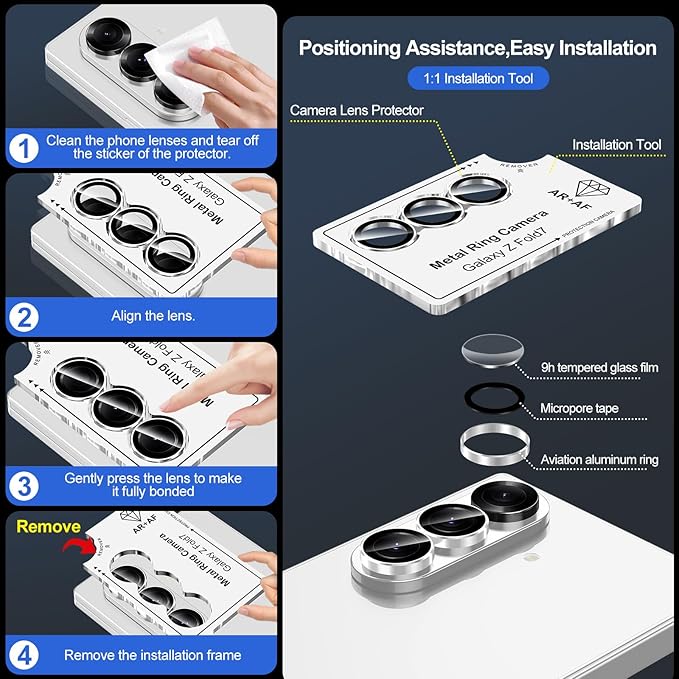 for Samsung Galaxy Z Fold 7 Camera Lens Protector, Individual Metal Ring - Image 6