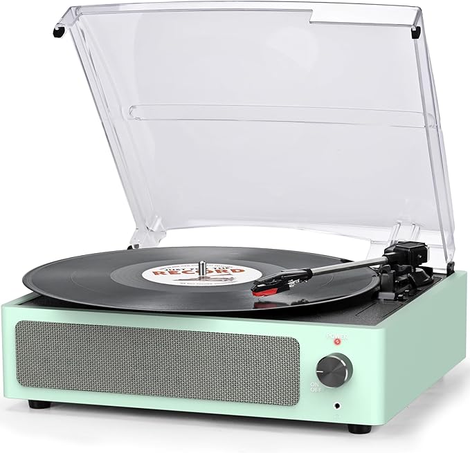 Record Player for Vinyl with Speakers Turntable Vinyls Records Belt-Driven by seasonlife