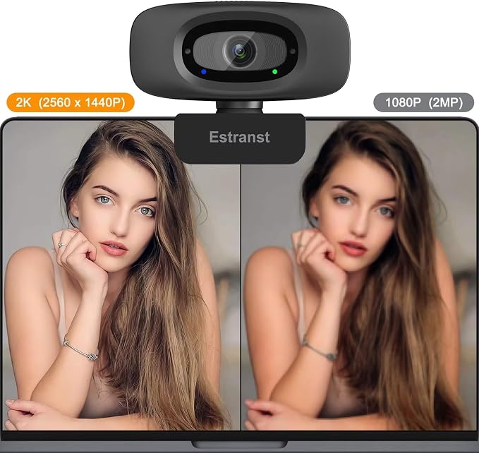 2K Quad HD Webcam with Privacy Cover & Noise-Canceling Microphone & USB C - Image 2