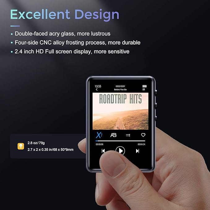 MP3 Player with Bluetooth 5.3, Portable HiFi Lossless Sound Music Player with - Image 7