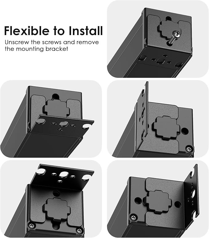 JUNNUJ Heavy Duty Power Strip Wall Mount, 20 Amp Surge Protector 1200J Metal 8 - Image 4