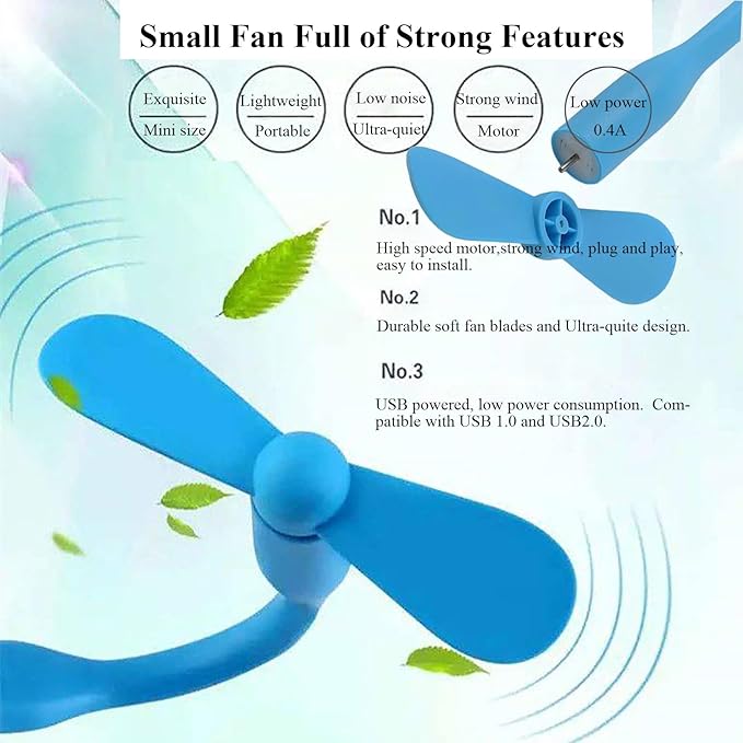 Mini USB Fan, Portable Pocket Fan USB-A Powered Little Cooler, Quiet Operation - Image 5
