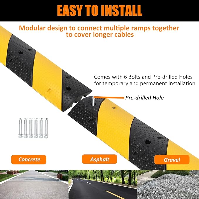 Heavy Duty Speed Bumps for Driveway, 39.4" 2 Pack Rubber Speed Bumps, 2 Channel - Image 7