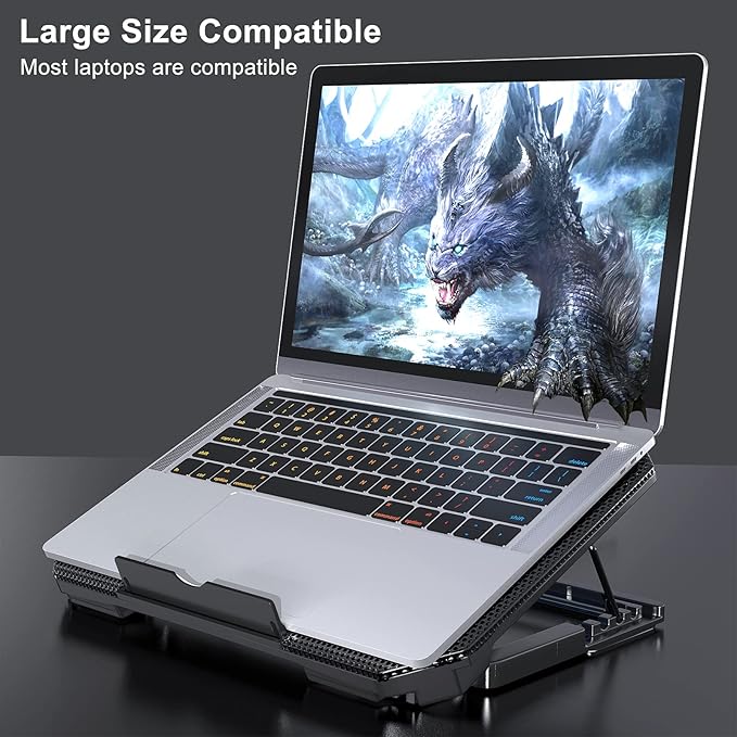 LIENS Laptop Cooling Pad with Adjustable Height Two 5.1 Inches Fan 2 USB Ports - Image 5