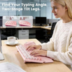 Wireless Keyboard and Mouse Combo, Magnetic Soft-Touch Wrist Rest, Round Keycaps - Image 5