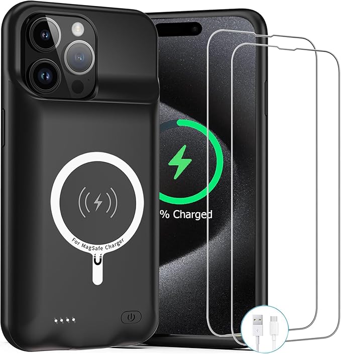 Battery Case for iPhone 15 Pro Max, 12000mAh Rechargeable Portable Charging Case by ZUEUS