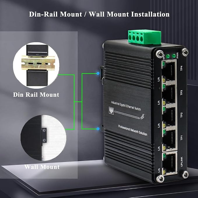 Mini 5-Port Gigabit Ethernet Switch -Industrial Grade Unmanaged Network Switch - Image 3