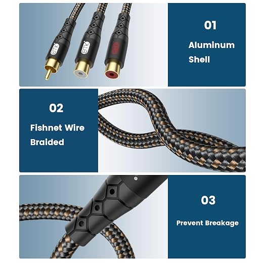 RCA Splitter Cable 1 Male to 2 Female Y Adapter - Image 4