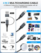 4-in-2 Multi Charging Cable for Apple Watch Charger/Samsung/iPhone Charger - Image 2