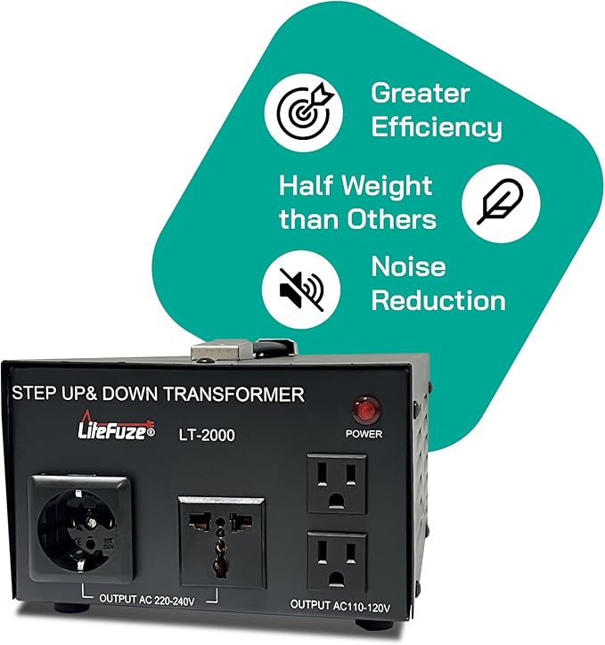 LiteFuze LT Series 2000 Watt Step Up/Down Voltage Converter Transformer - 110v - Image 2