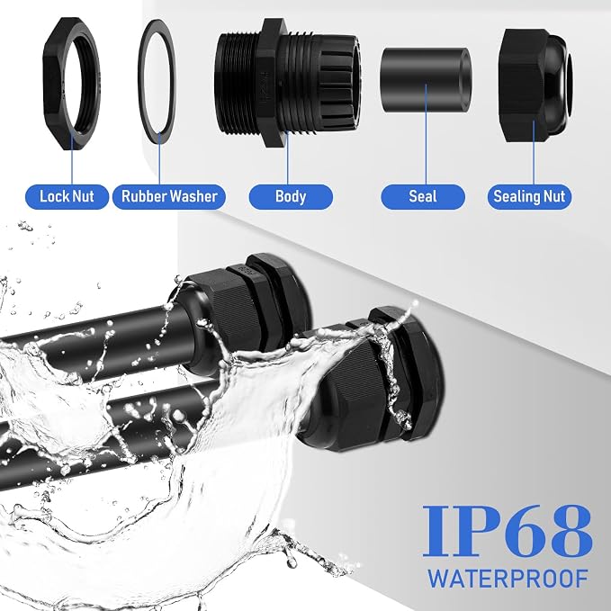 Duraaamo 100pcs Nylon Cable Gland Kit 3-25 mm Cable Gland Connectors NPT - Image 3