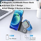 Magnetic Wireless Power Bank, 3-in-1 Portable Charger 10000mAh w/Kickstand - Image 2