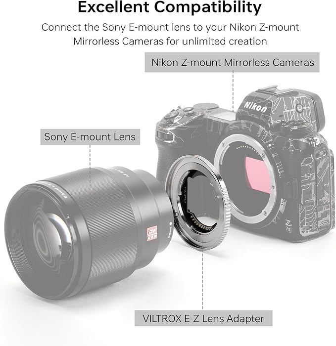 VILTROX E-Z Lens Adapter, E-Mount Lens to Z-Mount Camera Auto Focus Lens - Image 2