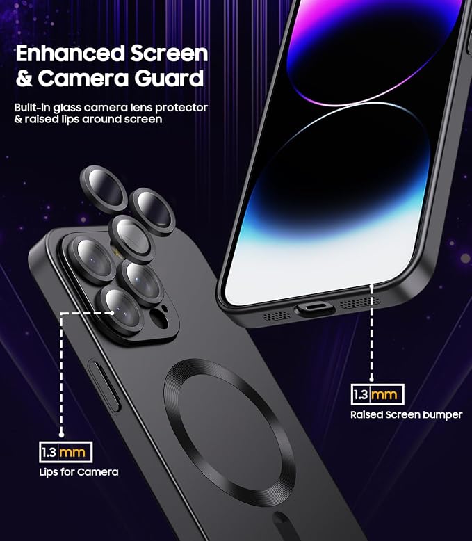Magnetic for iPhone 14 Pro Max Case Slim Soft TPU Bumper Shockproof Metallic - Image 3