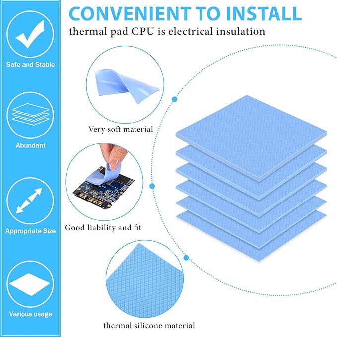 Frienda 6 Pcs Thermal Pad 100 x 100 mm, 0.5 mm, 1 mm, 1.5 mm, 2 mm, 2.5 mm - Image 3
