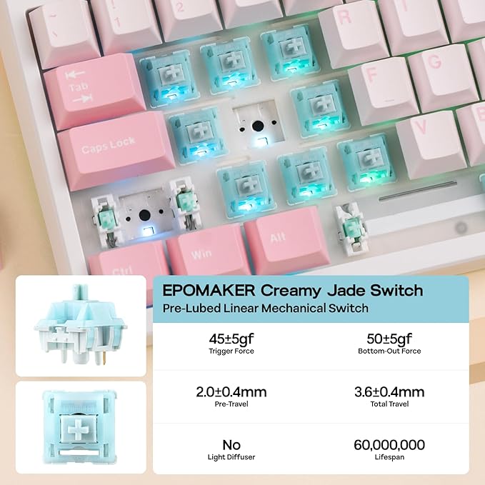 EPOMAKER TH108 Full Size Mechanical Keyboard, Wireless Gaming Keyboard - Image 6