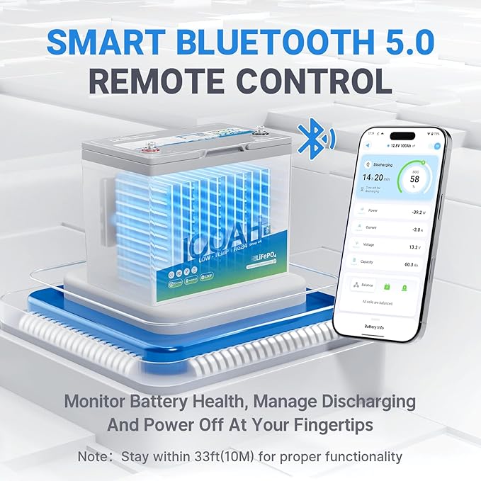 Redodo 12V 100Ah LiFePO4 Battery Bluetooth, Low-Temp Protection BCI Group 24 - Image 3