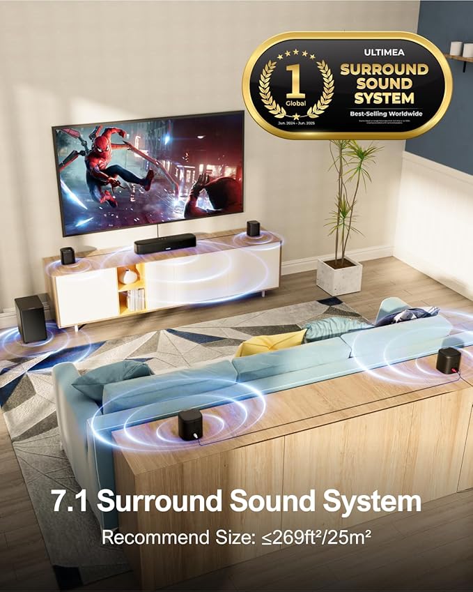 ULTIMEA 7.1ch Sound Bar with Subwoofer, Virtual Surround Sound System - Image 2