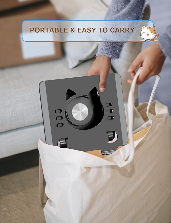 Tablet Stand 360° Rotating Aluminum Holder, Adjustable, Portable and Foldable - Image 6