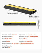 VEVOR Cable Protector Ramp, 2 Channel Heavy Duty 39.37'' Rubber Cord Hose Wire - Image 7