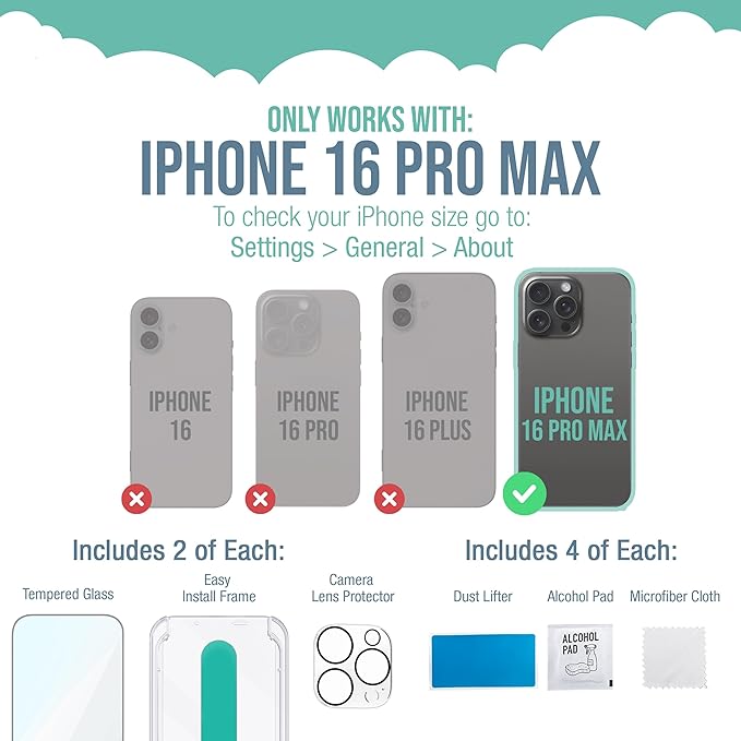 Smartish® iPhone 16 Pro Max Screen Protector + Camera Lens Covers - Image 6