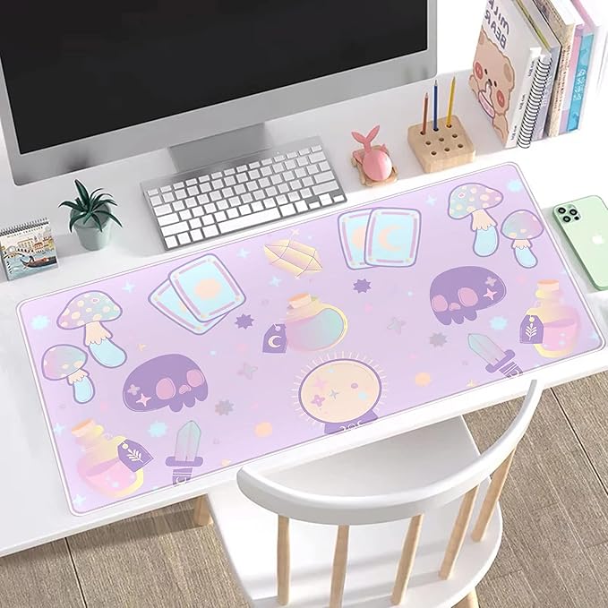 Kawaii Purple Desk Mat, Cute Witchy Elements Mouse Pad, Desk Pad Mystical Goth - Image 4