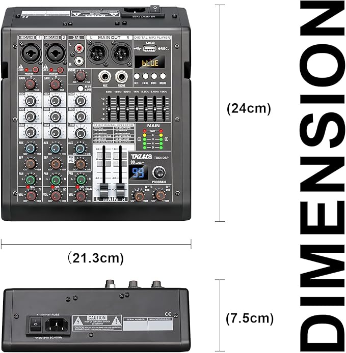 4 Channel Audio Mixer for Home Audio, Sound Mixer Board - Image 7