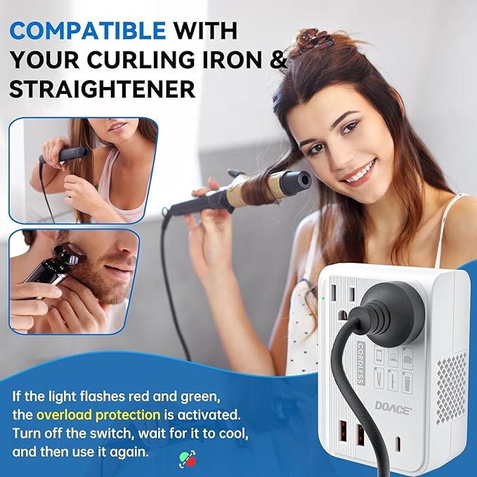 DOACE 350W Travel Voltage Converter US to Europe 220V to 110V Converter - Image 3