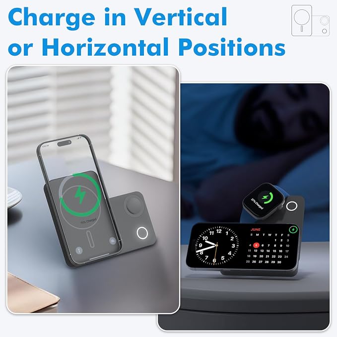 Magnetic Wireless Power Bank, 3-in-1 Portable Charger 10000mAh w/Kickstand - Image 6