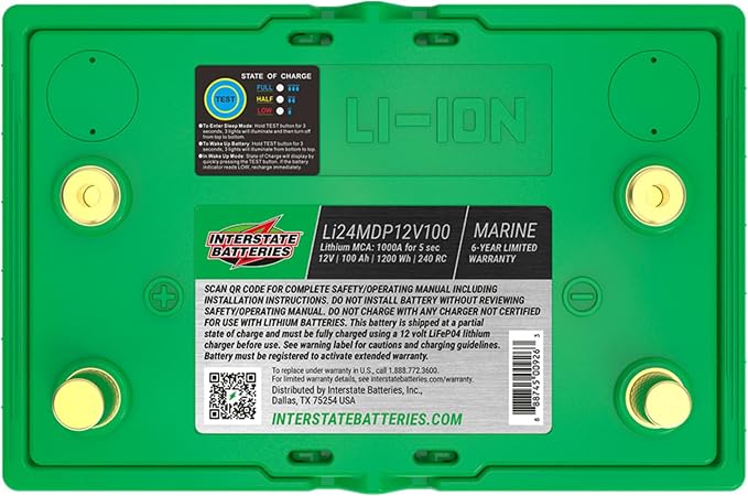 Interstate Batteries 12V 100Ah Group Size 24M Lithium Marine Dual Purpose Deep - Image 8