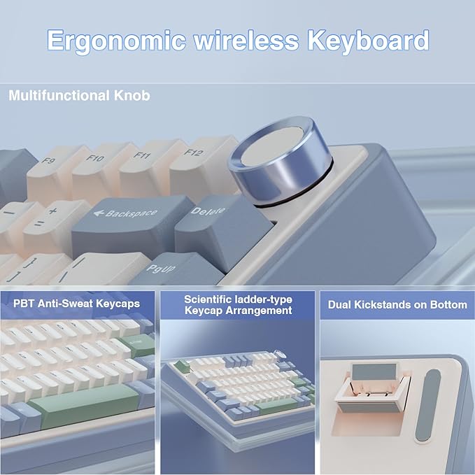 AULA F75 75% Wireless Mechanical Keyboard, Hot Swappable Creamy Keyboard - Image 7