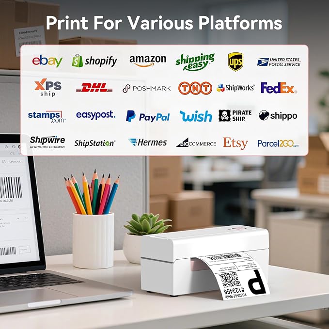 Bluetooth Thermal Shipping Label Printer, Wireless 4x6 Shipping Label Printer - Image 6