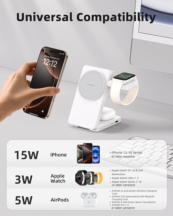3 in 1 Charging Station for iPhone 16/15/14/13/12 Series, Wireless Charger for - Image 2