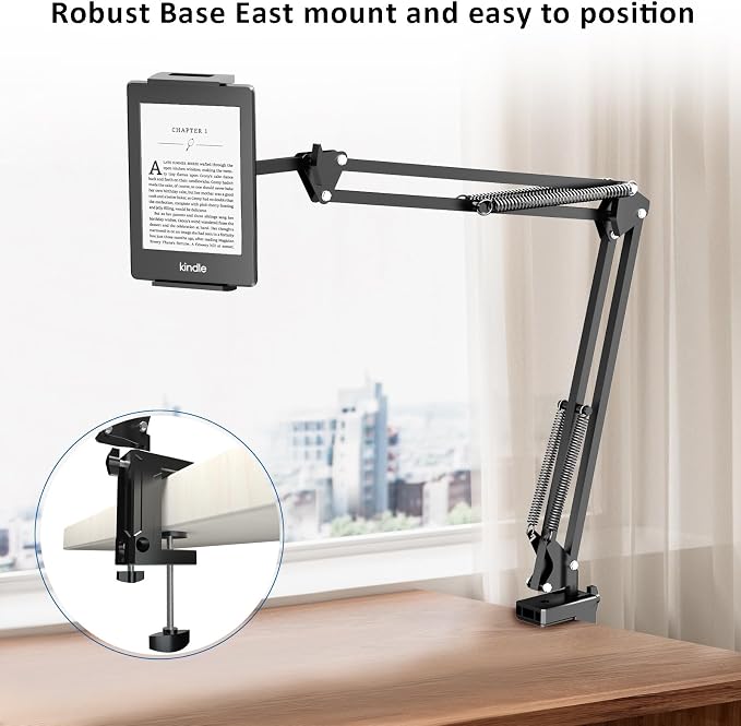 Metal Tablet Holder for Kindle Reading in Bed, Easy Adjust Hands Free Lazy Arm - Image 6