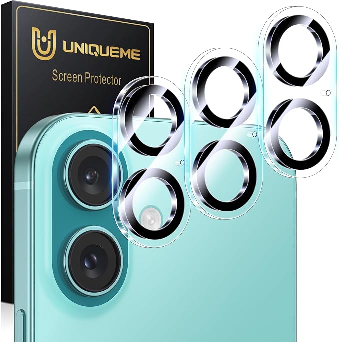 UniqueMe for 3 Pack iPhone 16 / iPhone 16 Plus Camera Lens Protector by UniqueMe