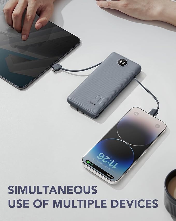 VRURC Portable Charger Built-in Cables and AC Wall Plug, USB C Power Bank - Image 6