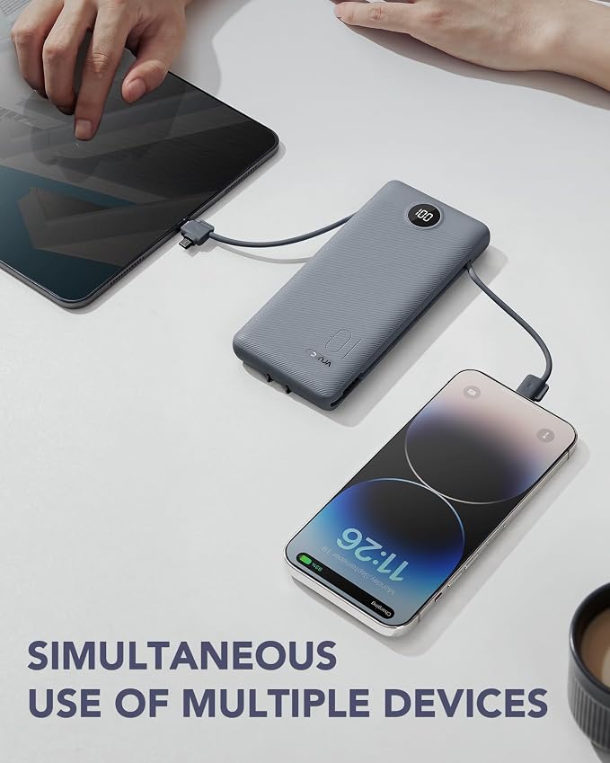 VRURC Portable Charger Built-in Cables and AC Wall Plug, USB C Power Bank - Image 9