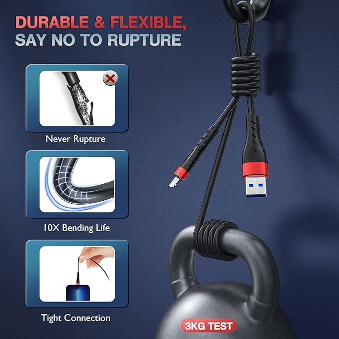 OIITH MFi Certified for iPhone Charger Cable 3 Pack 3 Ft, for Lightning - Image 5
