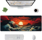 Japanese Sea Wave Large Mouse Pad, Gaming Keyboard Desk Pad, Extended Mouse Mat - Image 2