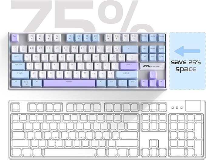 MageGee 75% Mechanical Gaming Keyboard, LED Blue Backlit, 87 Keys Compact TKL - Image 3