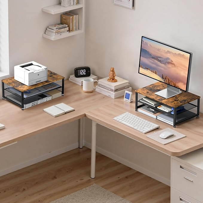 ECOLOVI 2-Tier Computer Monitor Stand Riser, Desk Organizer - Image 5