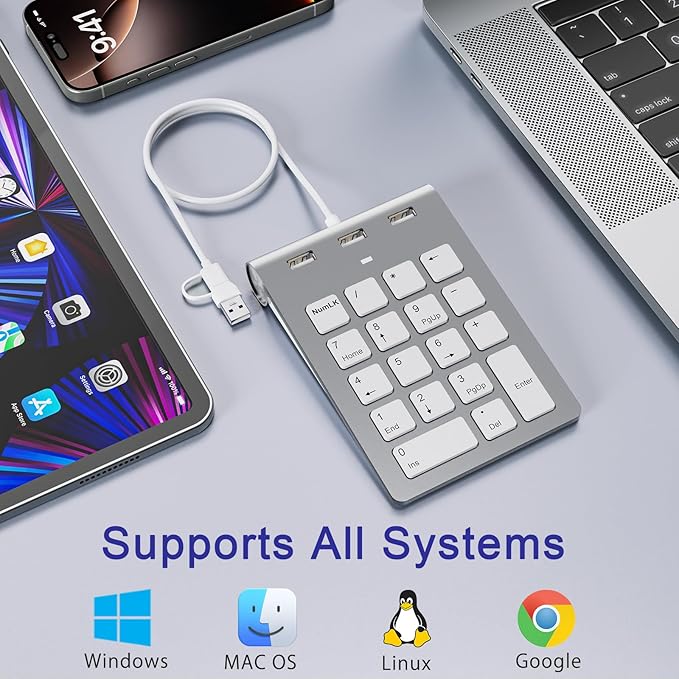 USB C Wired Number Pad, USB Numeric Keypad - Image 5