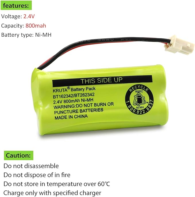 Kruta BT166342 BT266342 Battery 2.4V 800mah Replacement Battery Pack Compatible - Image 4