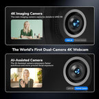 EMEET Piko 4K Webcam for Streaming, World’s 1st Dual-Camera AI-Powered 4K - Image 2