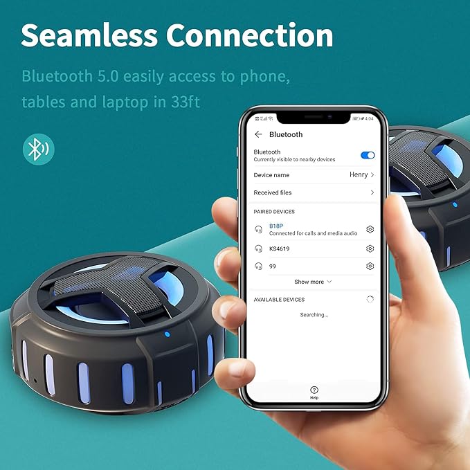 EBODA Bluetooth Shower Speaker, Portable Bluetooth Speakers, IP67 Waterproof - Image 6
